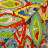 Viscose imprimée évasion triangulaire rouge, vert et gris