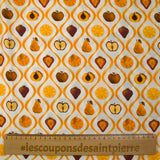 Viscose tissée imprimée découpe de fruits fond blanc