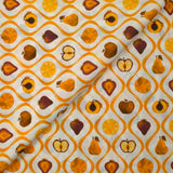 Viscose tissée imprimée découpe de fruits fond blanc