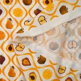 Viscose tissée imprimée découpe de fruits fond blanc