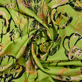Viscose imprimée ombre de tulipes fond vert