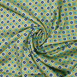 Viscose imprimée fleurs graphiques marine fond jaune beurre