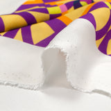 Viscose imprimée géométrie enchaînée violet fond jaune beurre