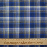 Woven-dyed cotton checkered yellow line dark blue background
