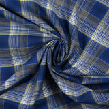 Woven-dyed cotton checkered yellow line dark blue background