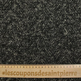 Wool blend herringbone curls 85mm black and ecru
