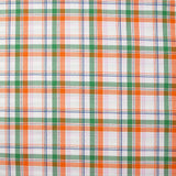 Coton tissé-teint Rowan vert et orange fond blanc