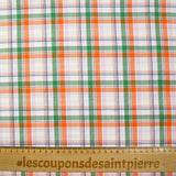 Coton tissé-teint Rowan vert et orange fond blanc