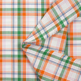 Coton tissé-teint Rowan vert et orange fond blanc