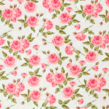 Coton imprimé rosier fond blanc