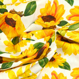 Coton imprimé tournesol jaune fond blanc