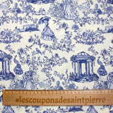Coton imprimé toile de Jouy Maël bleu fond écru