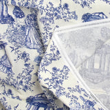 Coton imprimé toile de Jouy Maël bleu fond écru
