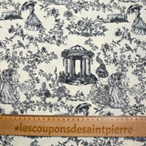 Coton imprimé toile de Jouy Maël gris fond écru