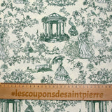 Coton imprimé toile de Jouy Maël vert fond écru