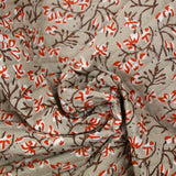 Coton matelassé double face branche taupe et blanc au mètre