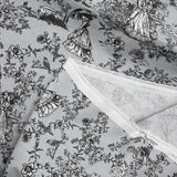 Coton imprimé toile de Jouy Maël noir fond gris bleuté
