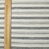 Coton tissé-teint rayé brodé marine fond blanc cassé