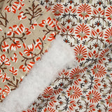 Coton matelassé double face branche taupe et blanc au mètre