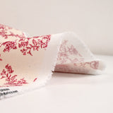 Cotton printed toile de Jouy Maël burgundy ecru background