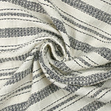 Coton tissé-teint rayé brodé marine fond blanc cassé