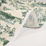 Coton imprimé toile de Jouy Maël vert fond écru