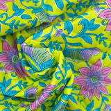 Coton matelassé double face rayure rose et turquoise au mètre