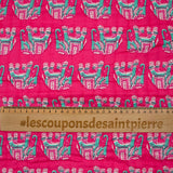 Coton matelassé double face éléphant et rayure rose au mètre
