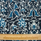 Coton matelassé double face sous la mer bleu au mètre
