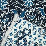 Coton matelassé double face sous la mer bleu au mètre