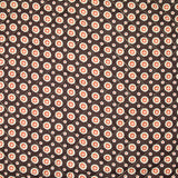 Coton matelassé double face cercle et fleurs marron au mètre