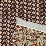 Coton matelassé double face cercle et fleurs marron au mètre
