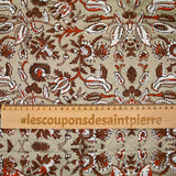 Coton matelassé double face cercle et fleurs marron au mètre