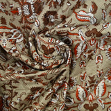 Coton matelassé double face cercle et fleurs marron au mètre
