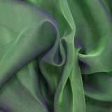 Mousseline 100% soie unie vert clair changeant indigo