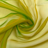 Mousseline 100% soie unie jaune olive changeant vert