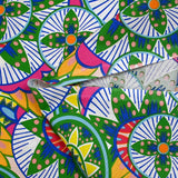 Coton imprimé ethnique Veendam vert et fuchsia