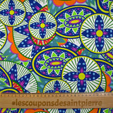 Coton imprimé ethnique Veendam bleu roi et orange