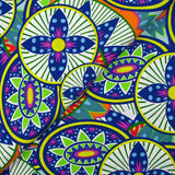 Coton imprimé ethnique Veendam bleu roi et orange