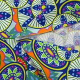 Coton imprimé ethnique Veendam bleu roi et orange