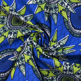 Coton imprimé ethnique Eindhoven vert fond bleu