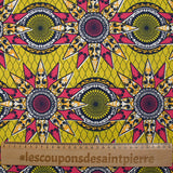 Coton imprimé ethnique Eindhoven fuchsia fond jaune