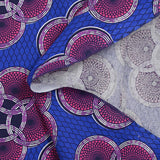 Coton imprimé ethnique Uden violine fond bleu