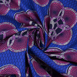 Coton imprimé ethnique Uden violine fond bleu