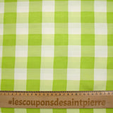 Polyviscose tissée-teinte vichy 30 mm blanc et vert pomme