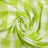 Polyviscose tissée-teinte vichy 30 mm blanc et vert pomme