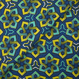 Coton imprimé ethnique Schagen fond bleu jean