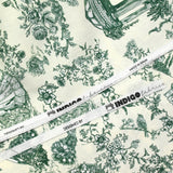 Coton imprimé toile de Jouy Maël vert fond écru