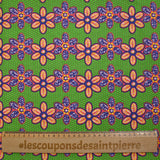 Coton imprimé ethnique Holten fuchsia fond vert prairie