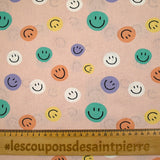 Coton imprimé smiley fond rose chair